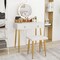 Makeup Vanity Set with LED Mirror Touch Button Lighting Cushioned Stool and Storage Drawers